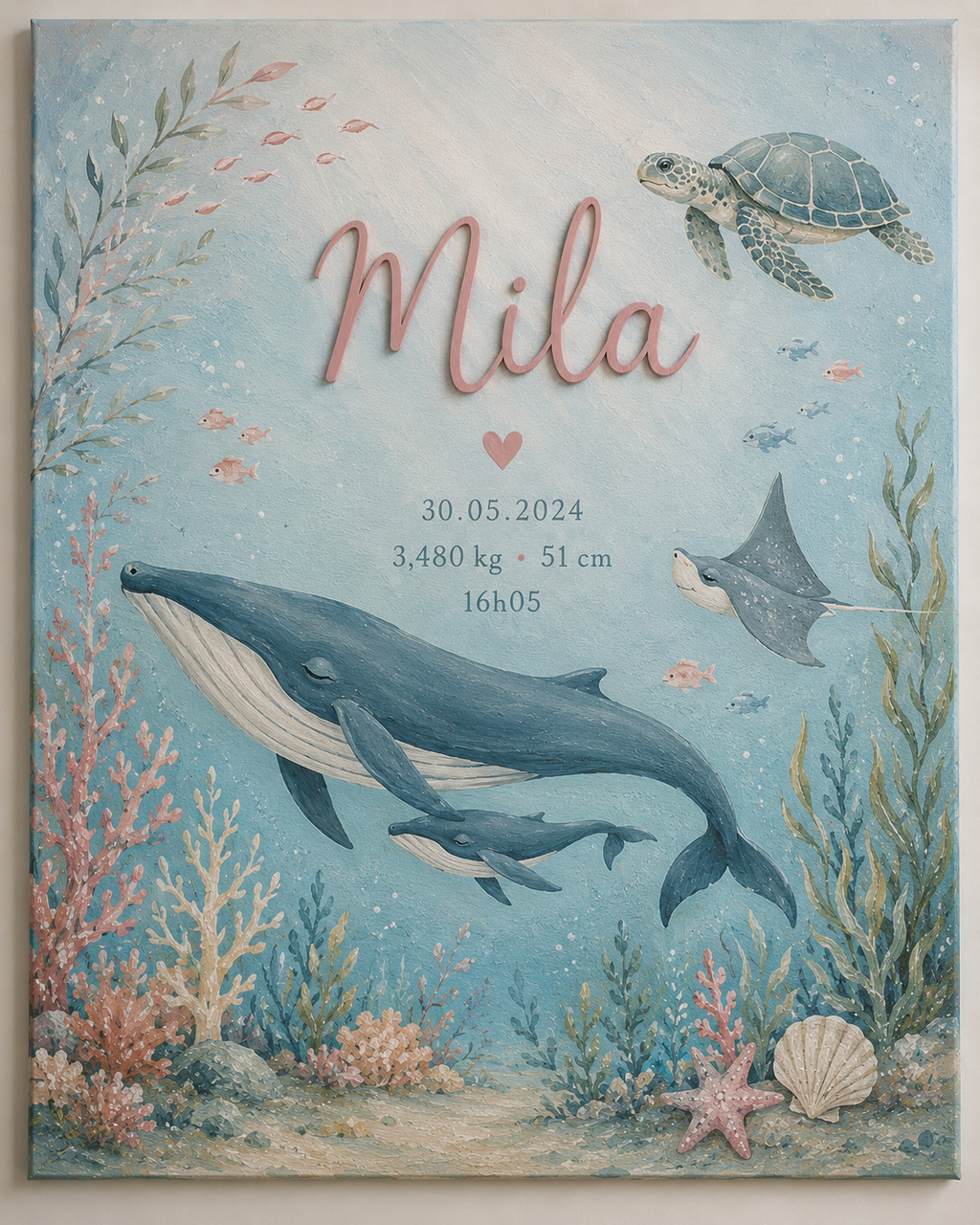 🐋 Tableau personnalisé – Chambre de bébé ou d'enfant 🩵