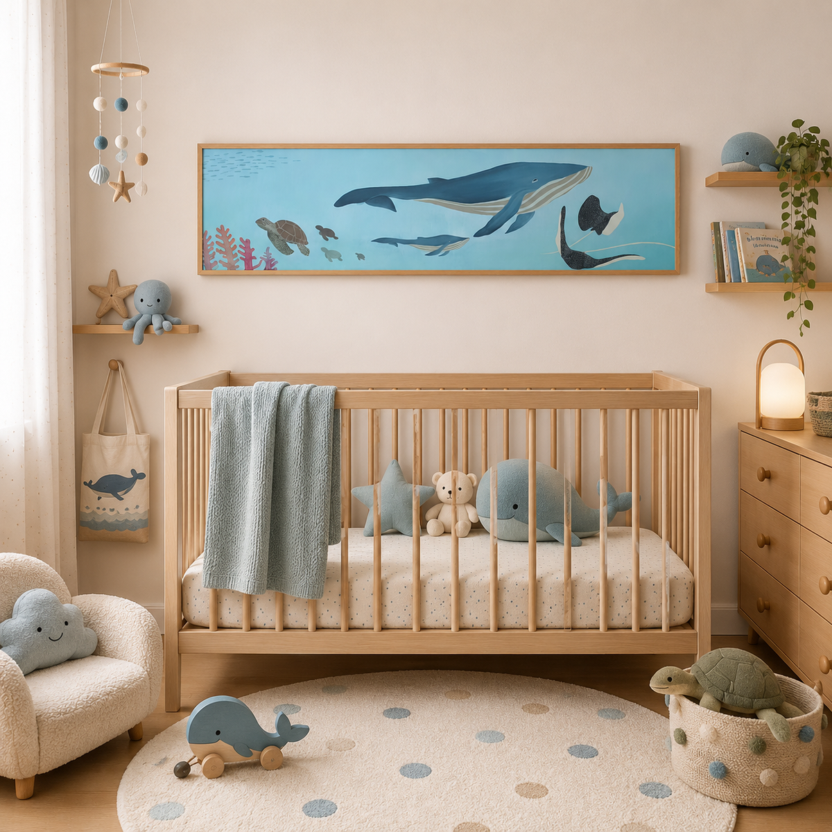🐋 Tableau personnalisé – Chambre de bébé ou d'enfant 🩵